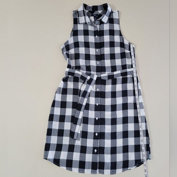 Gap Women's Black Buffalo Check Sleeveless Button-Down Shirt Dress - Picture 5 of 10